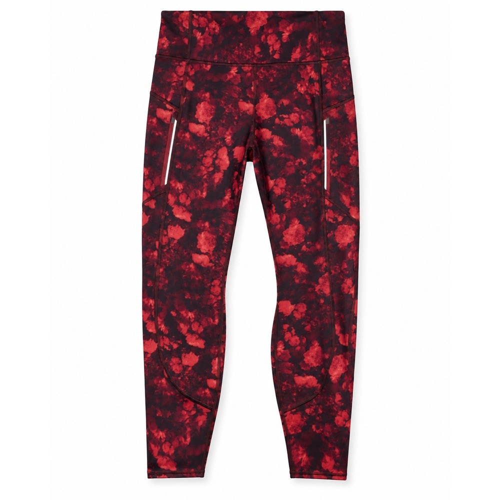 Athleta Rainier Printed Tight Red Black Floral Leggings Pockets Size L NEW